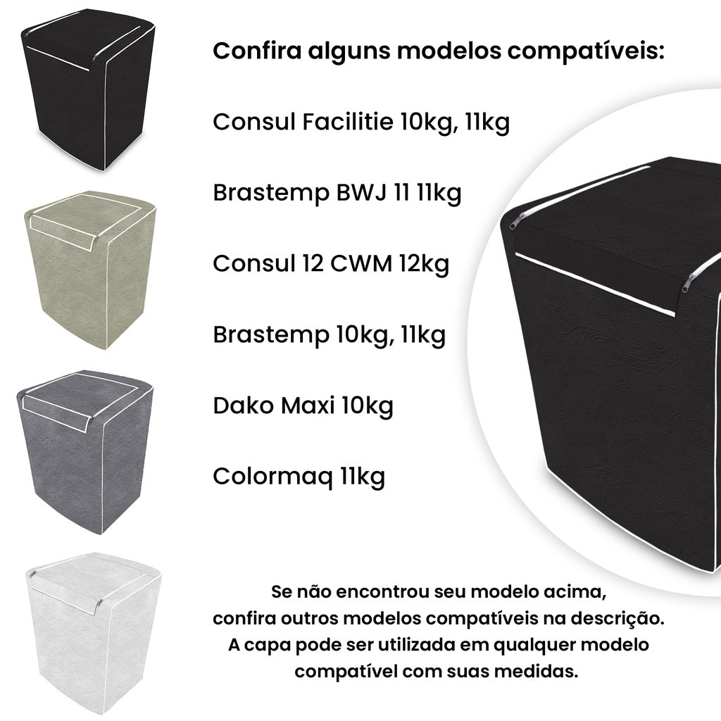 Capa Máquina de Lavar Impermeável Flanelada Zíper Electrolux Brastemp Consul Colormaq – LavProtec™