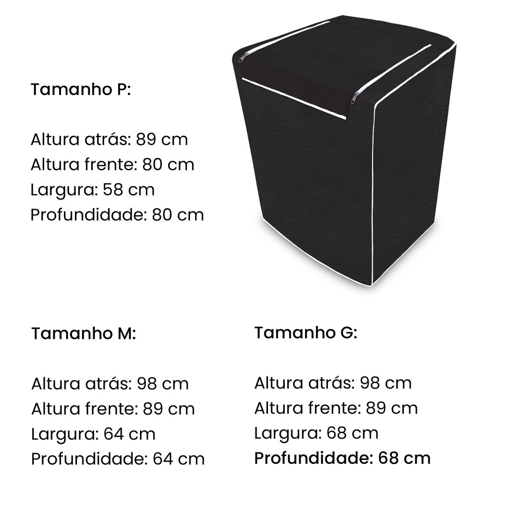 Capa Máquina de Lavar Impermeável Flanelada Zíper Electrolux Brastemp Consul Colormaq – LavProtec™