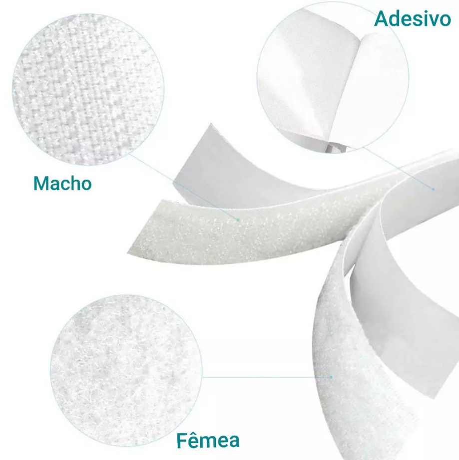 Velcro Adesivo Dupla Face em ambas as partes Macho e Fêmea