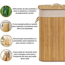 Cesto Roupa Suja Dobrável Bambu 70L Lavanderia Quarto Banheiro com Tampa Retangular Forrado BambuLuxe™