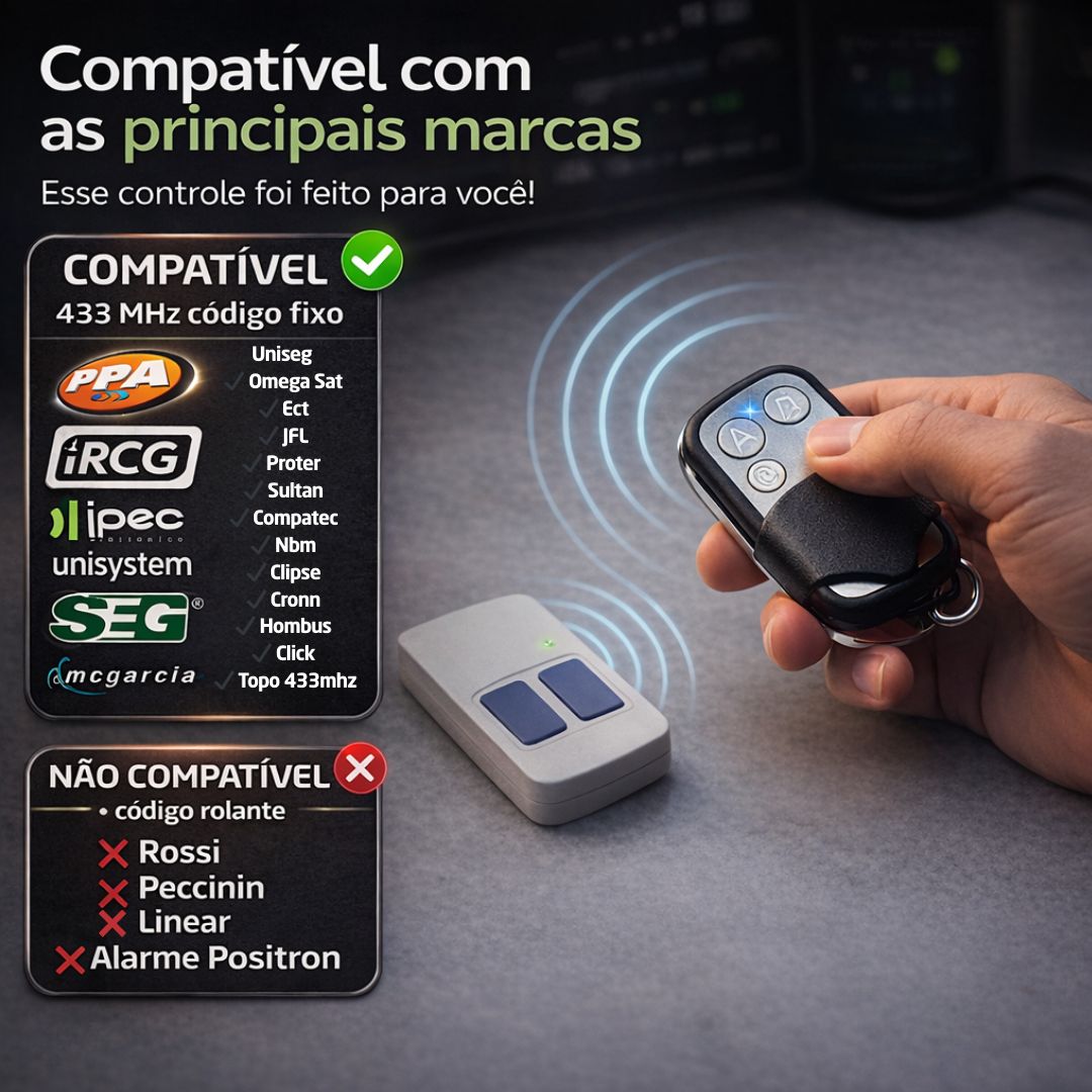 Kit 2 Controle Universal Remoto Para Portão Eletrônico