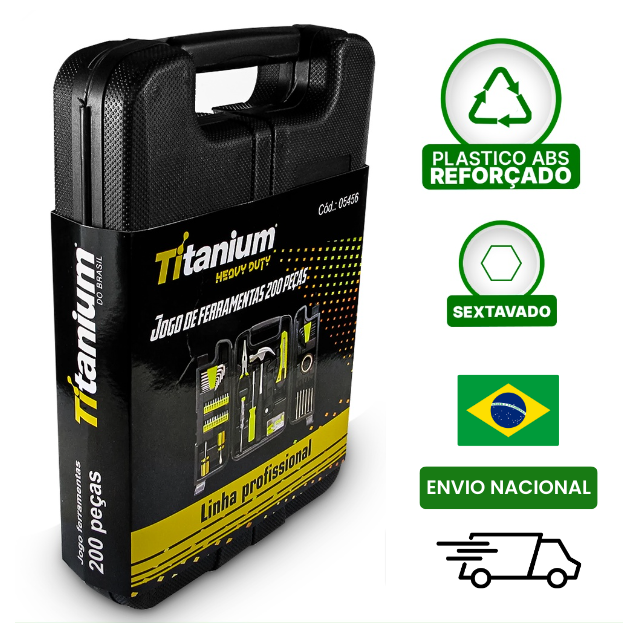 Jogo de Ferramentas 142 Peças - Titanium Duty + Super Lanterna de Brinde