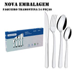Faqueiro Inox 24 Peças Brilho Kit Mesa Posta Simples Utensílios Cozinha Búzios – LuxSet™