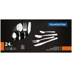 Faqueiro Inox 24 Peças Brilho Kit Mesa Posta Simples Utensílios Cozinha Búzios – LuxSet™