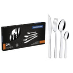 Faqueiro Inox 24 Peças Brilho Kit Mesa Posta Simples Utensílios Cozinha Búzios – LuxSet™