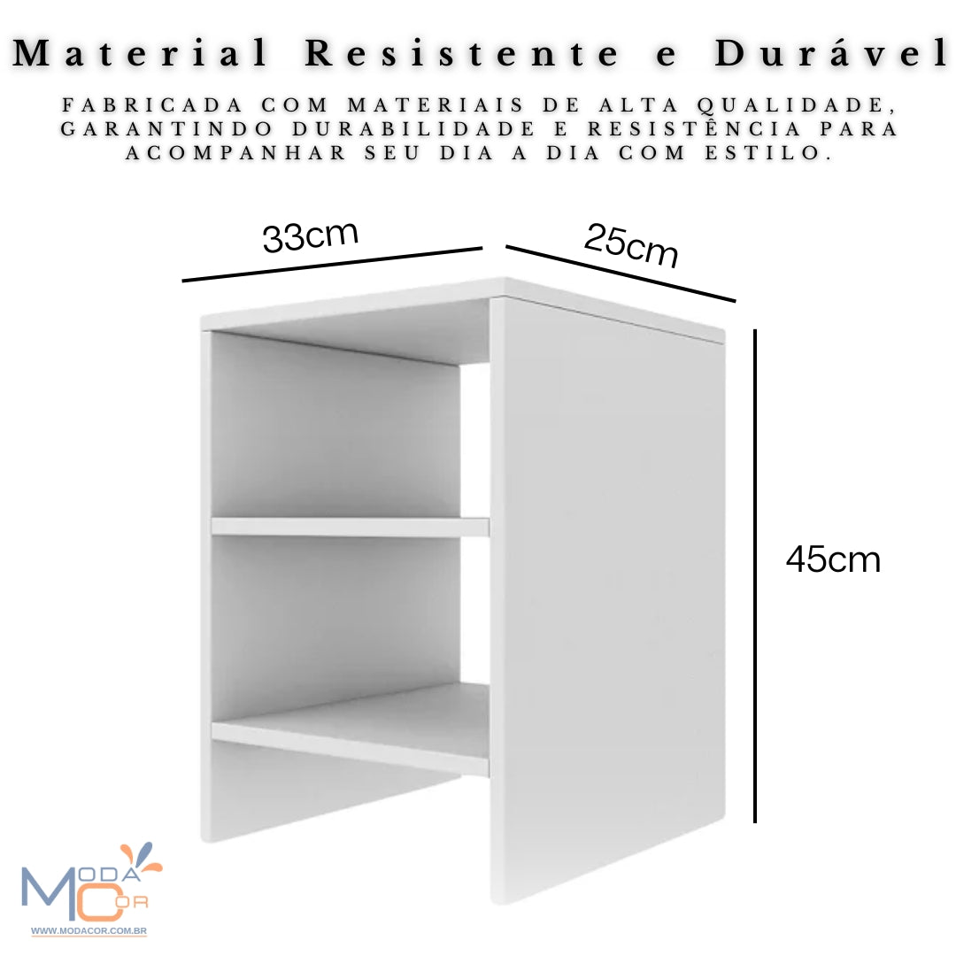 Mesa de Cabeceira Nicho Quarto Bidê Criado Mudo MDF Branco Moderna Compacta – ZenMoble™