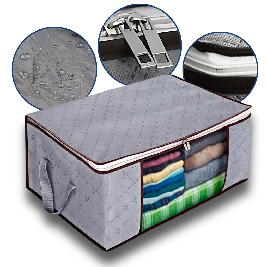 Organizador Roupas Cama Edredom Cobertor Dobrável Zíper Visor Anti-Poeira Umidade – EcoBox™