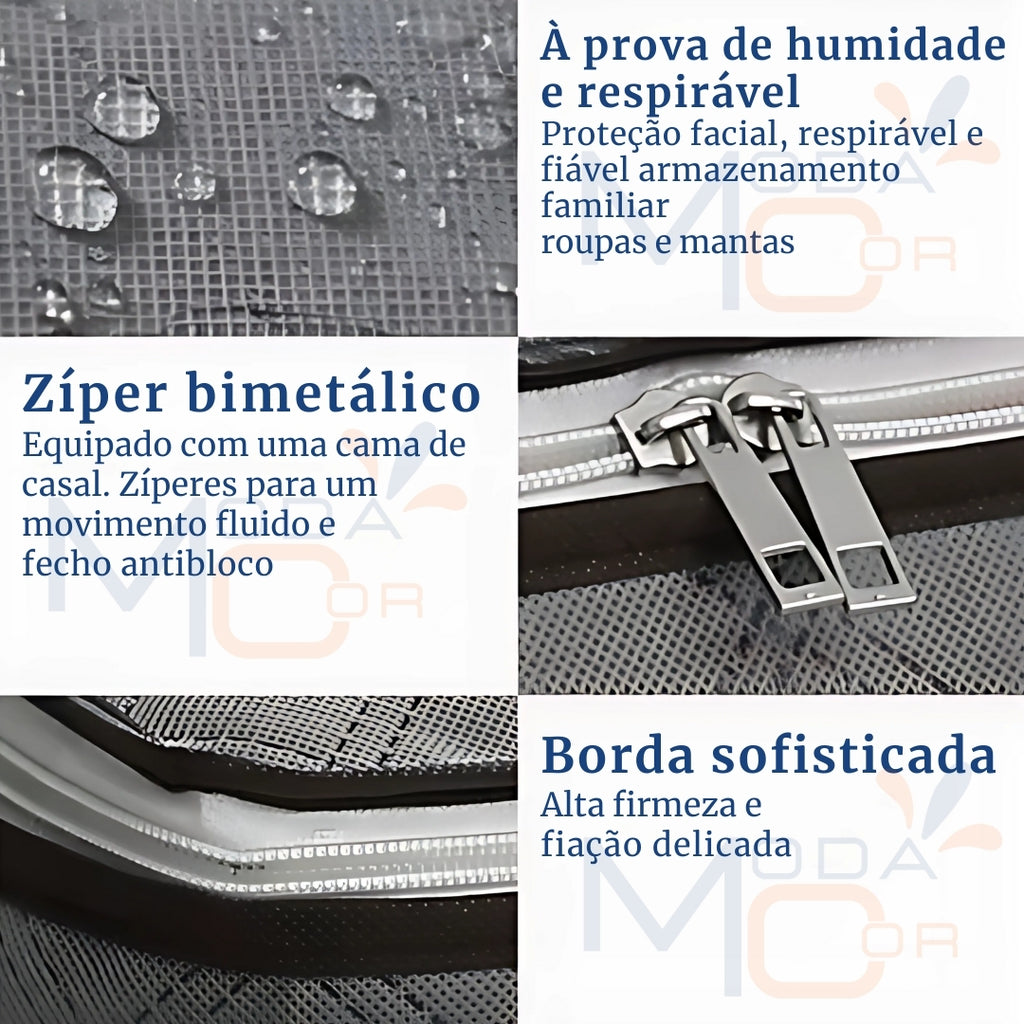 Organizador Roupas Cama Edredom Cobertor Dobrável Zíper Visor Anti-Poeira Umidade – EcoBox™