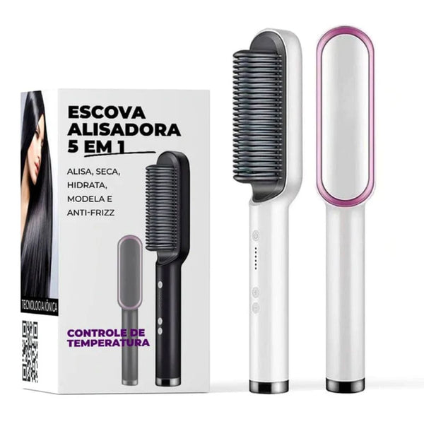 Escova alisadora 5 em 1 - ShineHair - Cabelo sem Frizz e sem Química