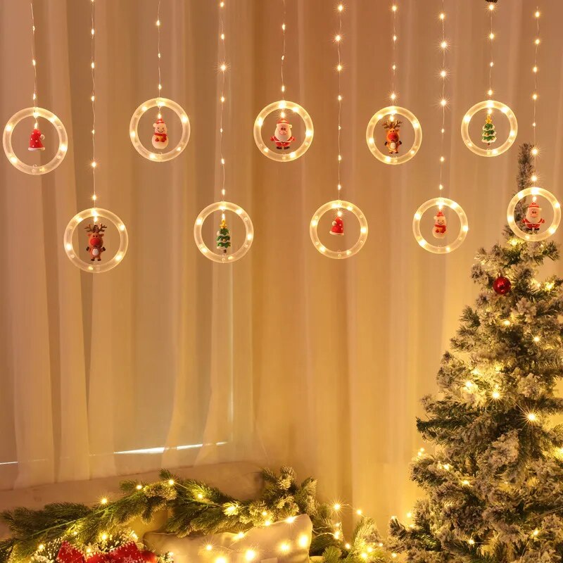 Decoração de Natal - Cascata LED Símbolos de Natal C/ Controle