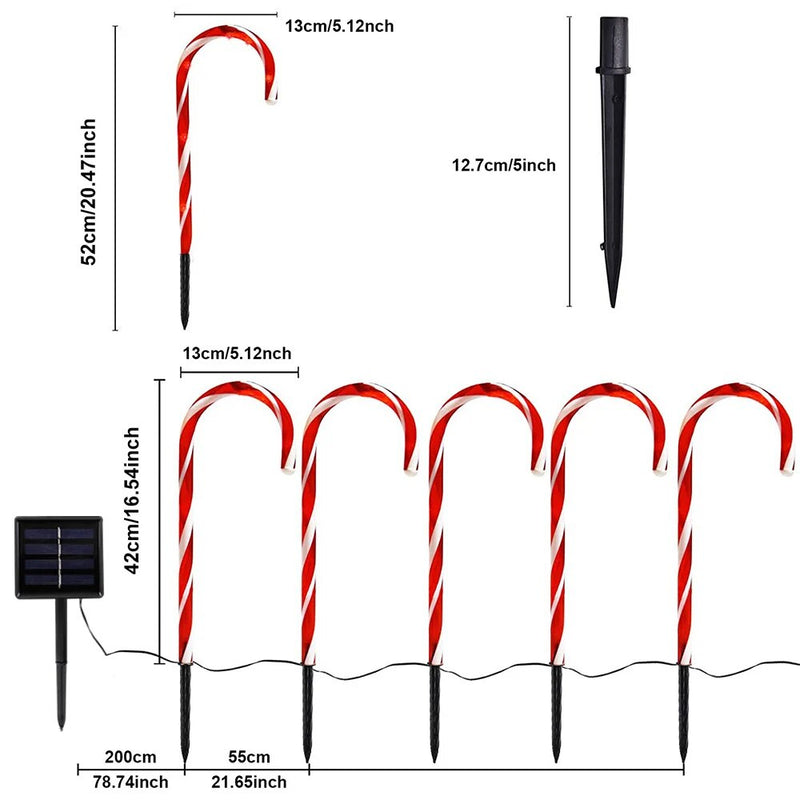 Decoração de Natal - Kit Candy Cane Luz Solar