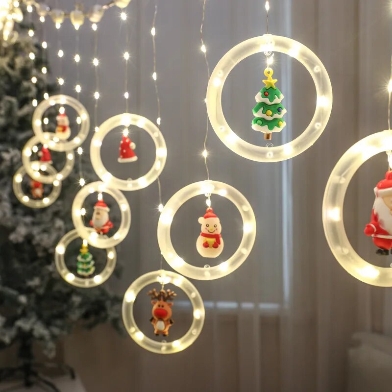 Decoração de Natal - Cascata LED Símbolos de Natal C/ Controle