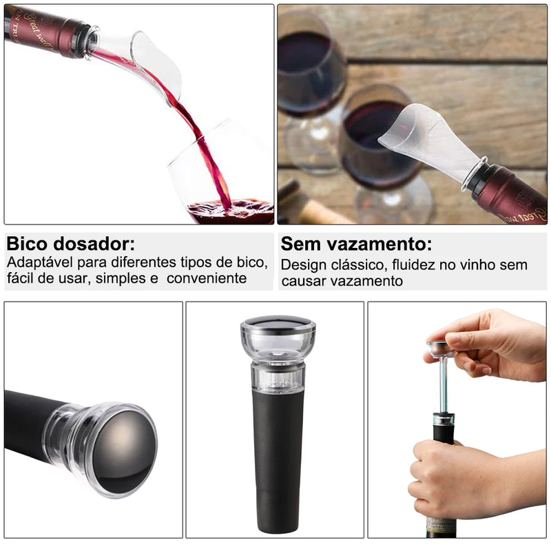 Conjunto Abridor de Vinho Eletrônico Moda Cor