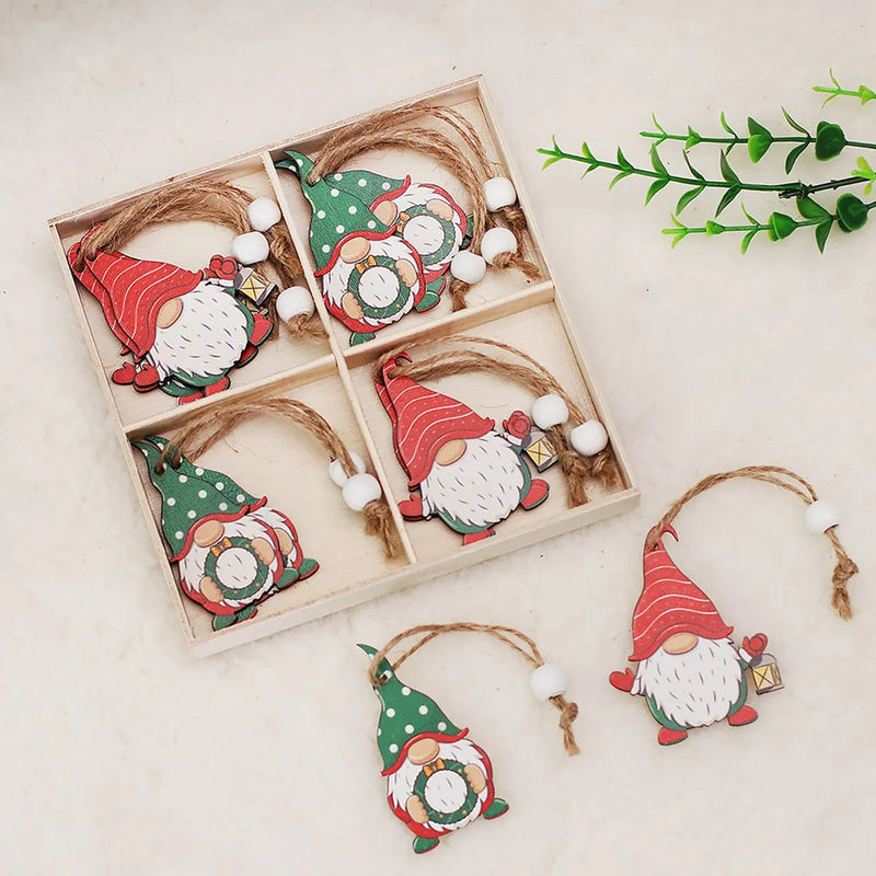 Decoração de Natal - 9/12PCS Enfeites Natalinos Em Madeira P/ Pinheirinho