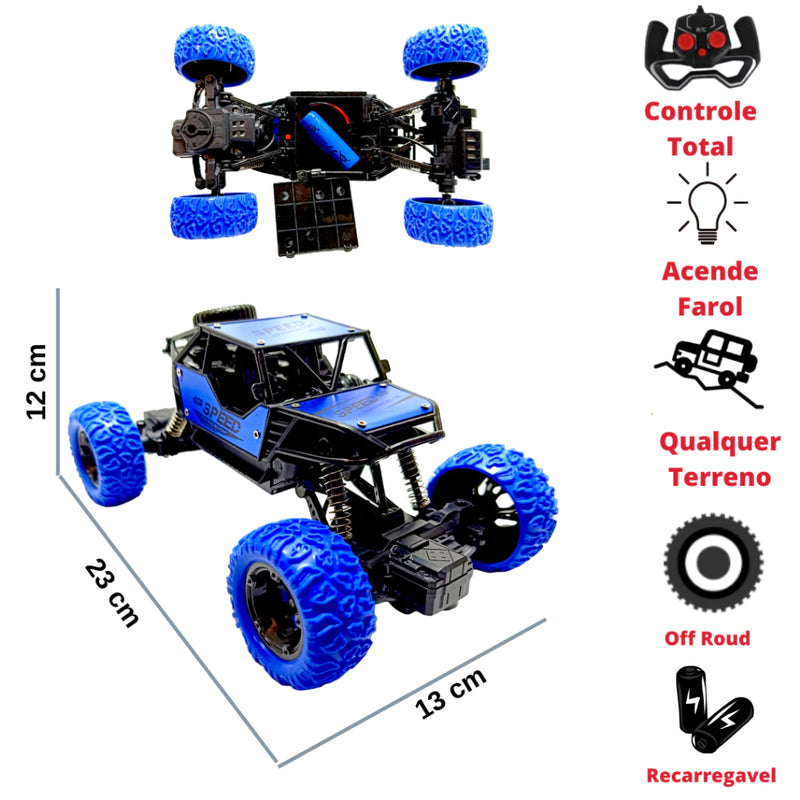 Carrinho de Controle Remoto Off Road Monster C/ 2 Motores Recarregável