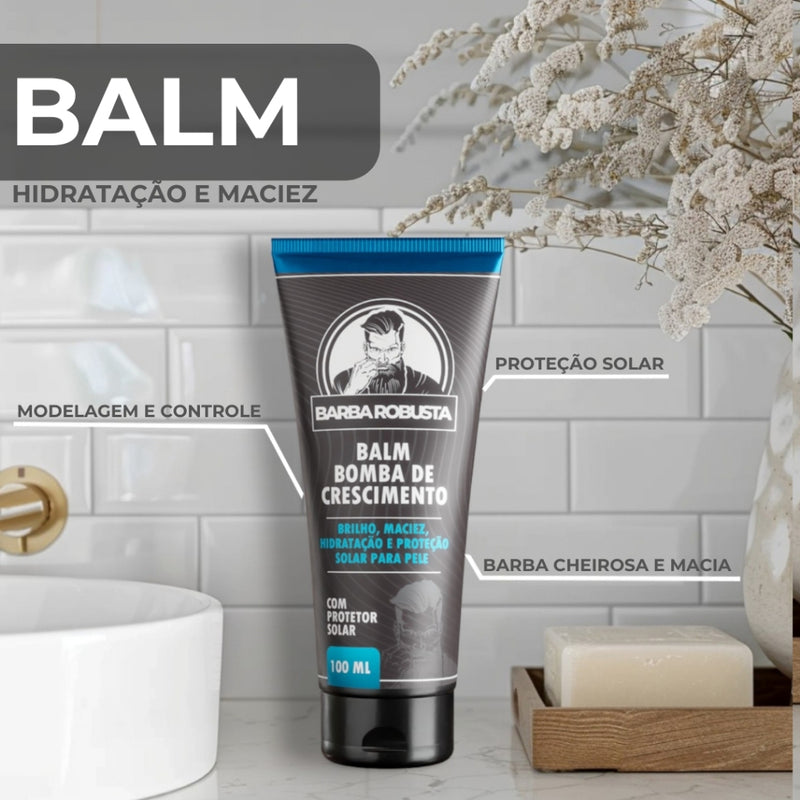 Kit Masculino Barba Shampoo Condicionador Balm Óleo Cera Necessaire