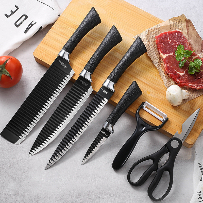 Kit de 6 Facas Churrasco Inox Cozinha Profissional Antiaderente