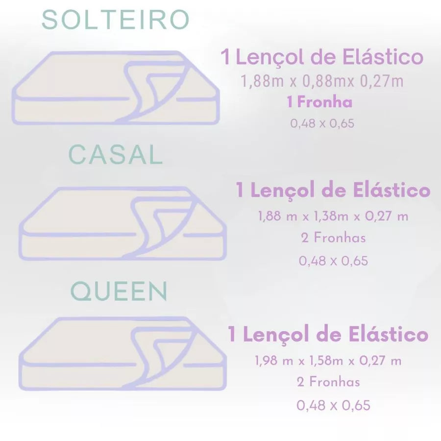 Jogo Lençol 3 Peças Casal Queen 400 Fios Micropercal Toque Suave Elástico Ponto Palito – SoftDream™