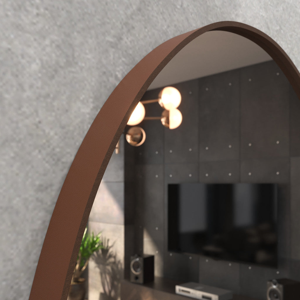 Vista lateral do espelho Lyra mostrando bordas lapidadas