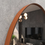 Espelho sofisticado com detalhe em couro e fixação fácil