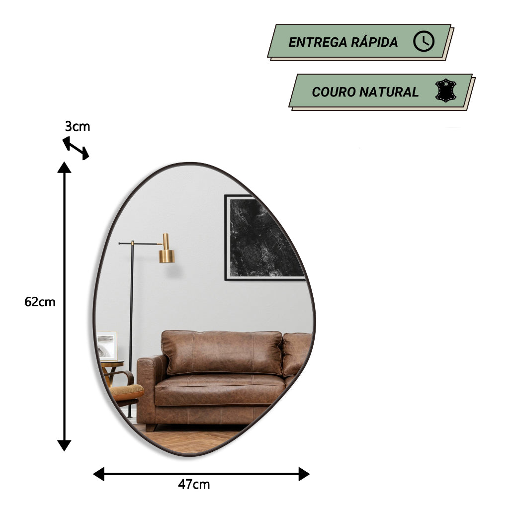 Espelho de parede 60x40cm com instalação por fita dupla face