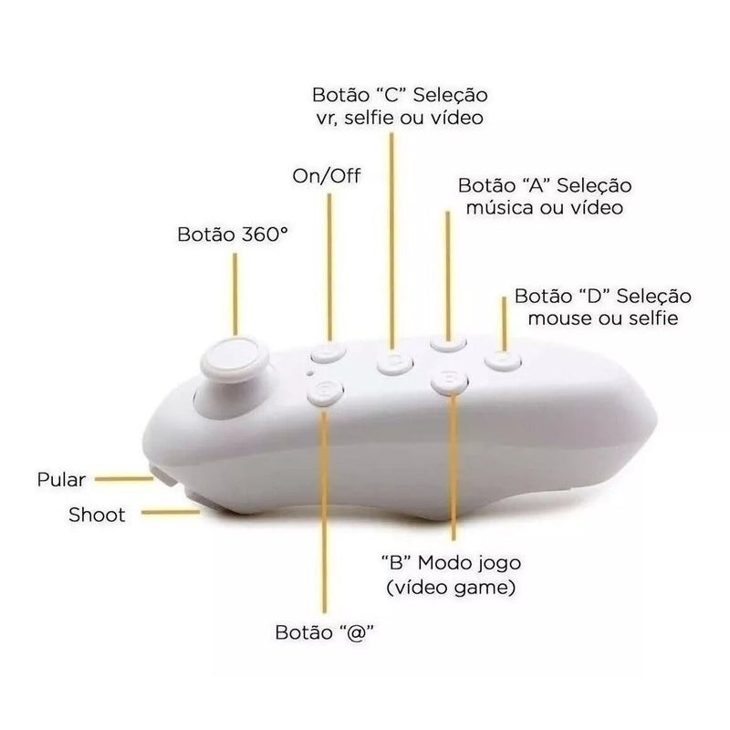 Óculos Vr Box 2.0 Realidade Virtual + Controle Cardboard 3d Bluetooth