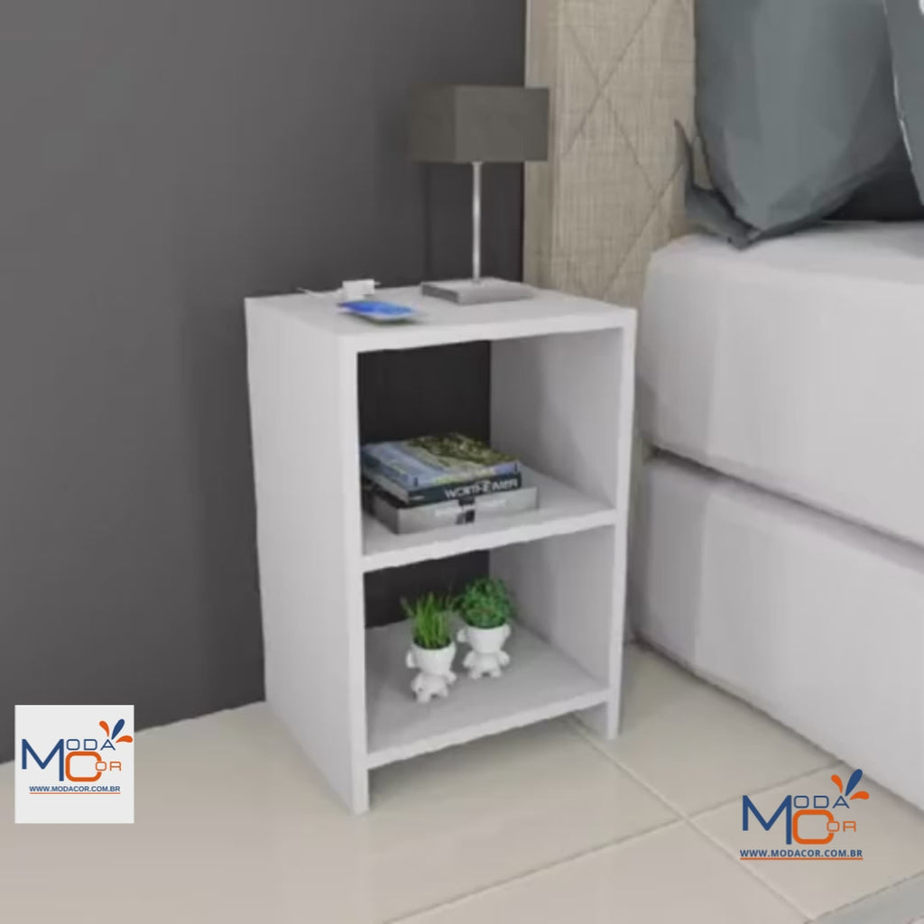 Mesa de Cabeceira Nicho Quarto Bidê Criado Mudo MDF Branco Moderna Compacta – ZenMoble™