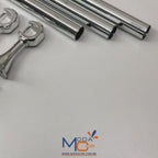 Ponteira e suporte do kit varão cortina EleganceSteel em aço cromado