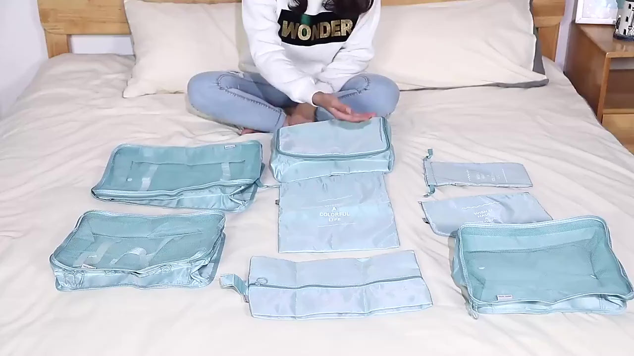 Kit 7 Pecas Bolsa Organizadoras Para Mala Roupas Bagagem Viagem