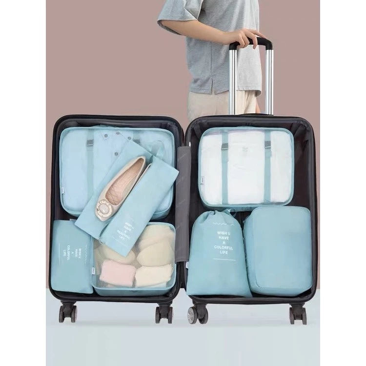 Kit 7 Pecas Bolsa Organizadoras Para Mala Roupas Bagagem Viagem