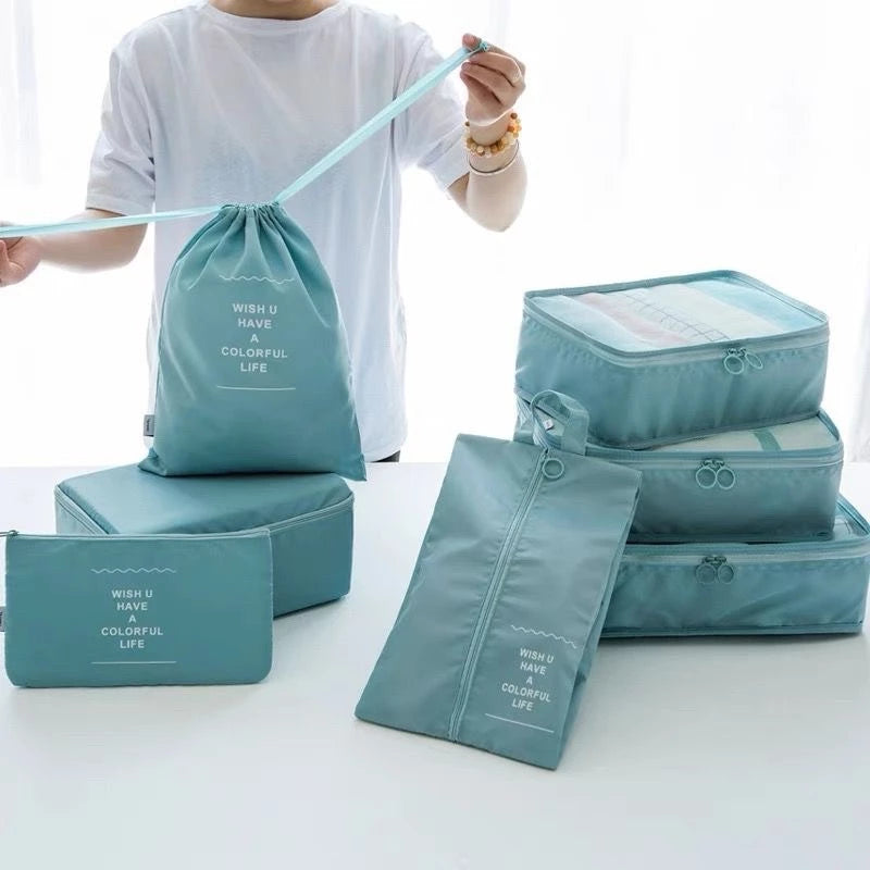 Kit 7 Pecas Bolsa Organizadoras Para Mala Roupas Bagagem Viagem