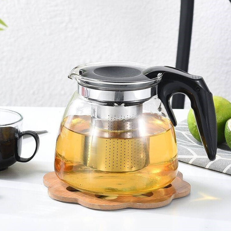 Bule De Vidro 950ml Com Passador Para Chá Café Inox Bule Com Tampa