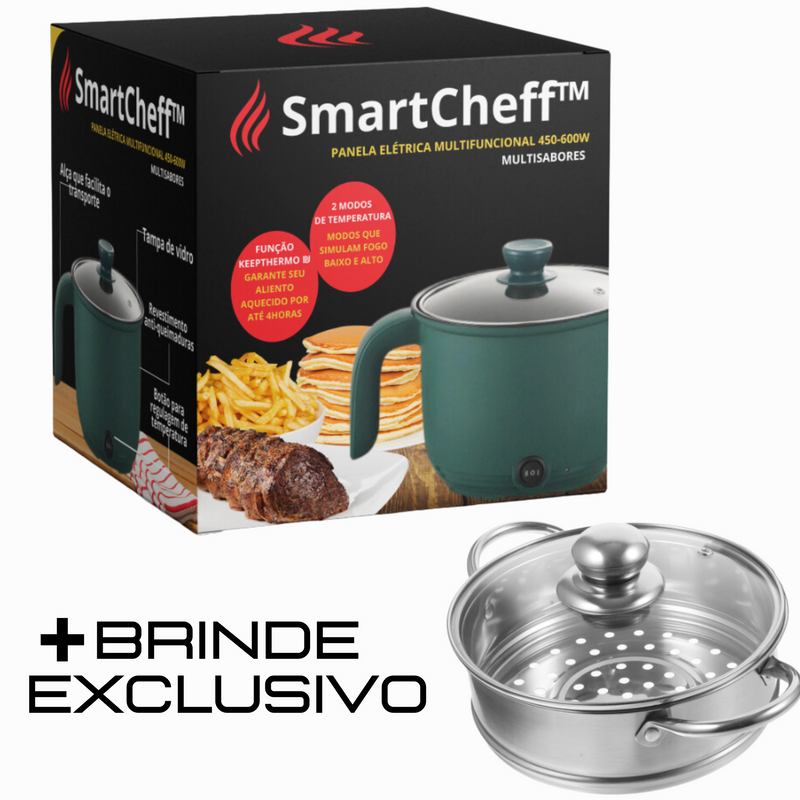 Panela Elétrica Smart+ Brinde Base Cozimento Á Vapor INOX