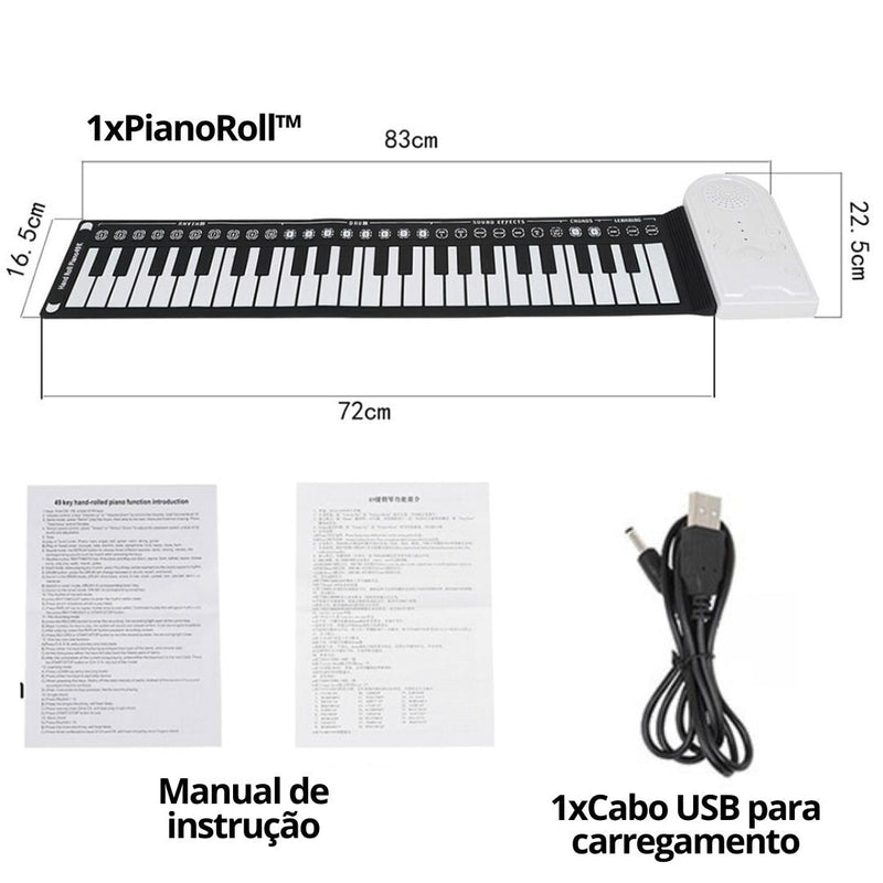 Piano Portátil de Silicone - Piano Roll